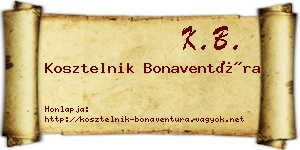 Kosztelnik Bonaventúra névjegykártya